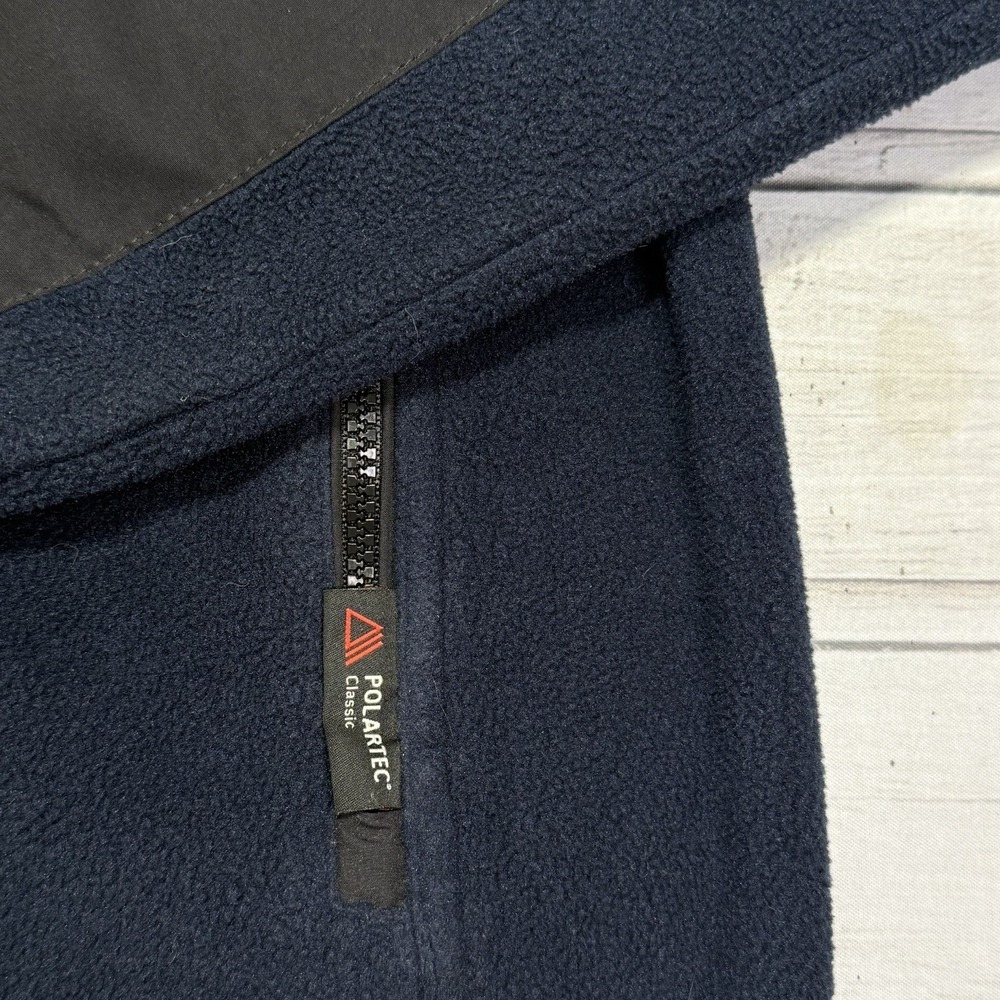 Polo Ralph Lauren Jacket L Black Blue Polartec Hooded Fleece Full Zip VTG 90s - Picture 9 of 11